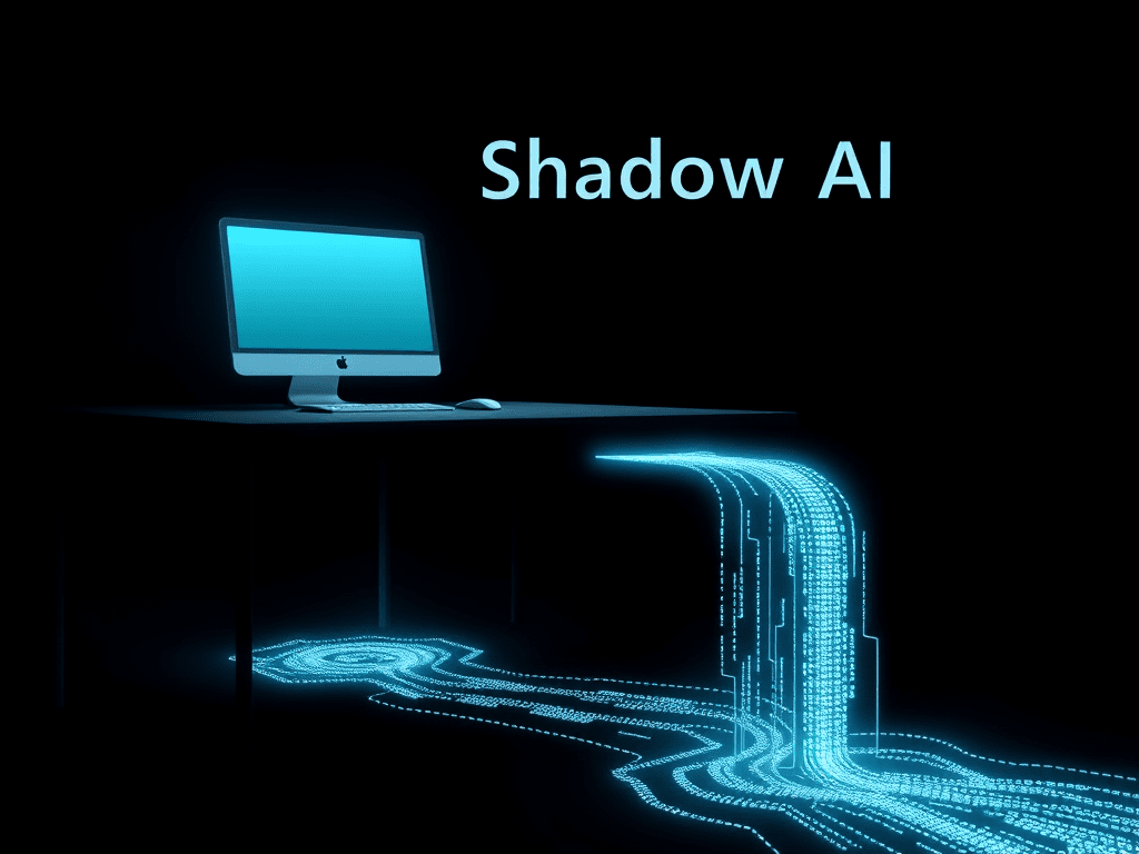 Shadow AI concept illustration showing data leakage risks in corporate environment