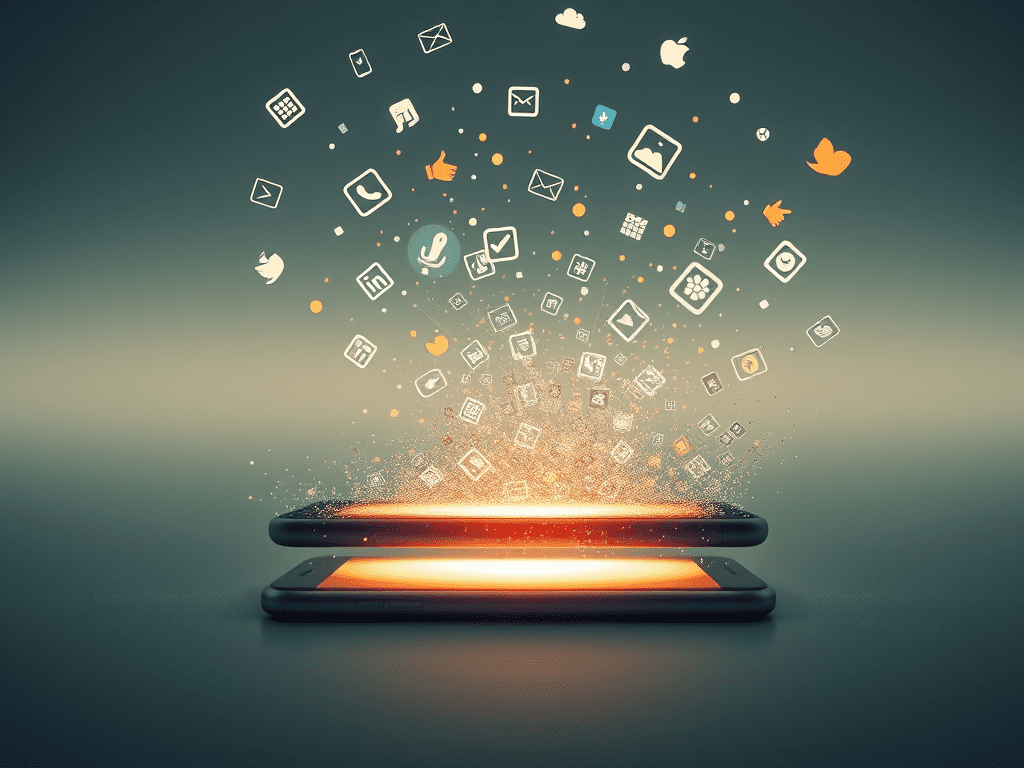 Large Action Model LAM concept illustration showing the shift from app icons to AI voice interface