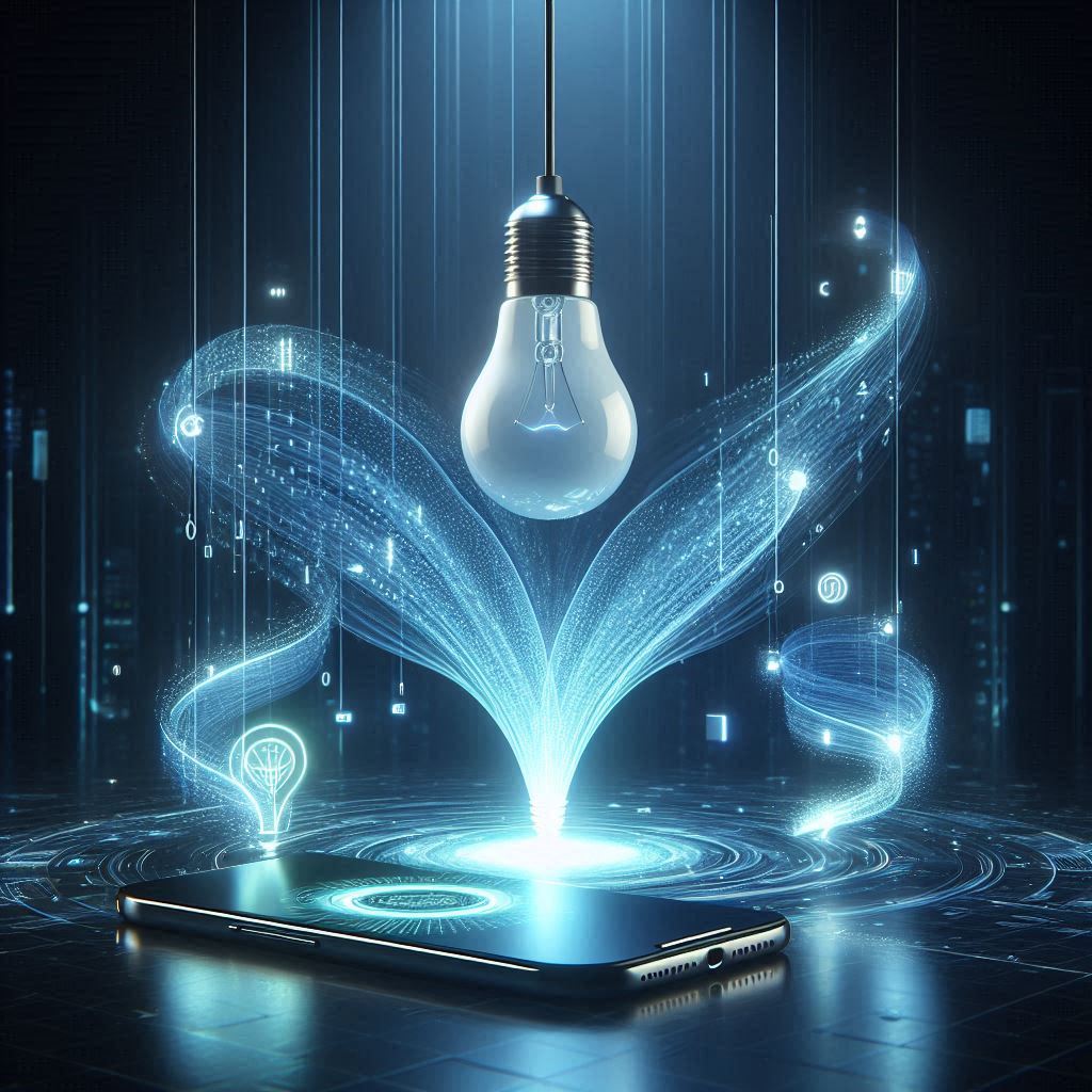 Smart LED bulb transmitting data via Li-Fi technology to devices.