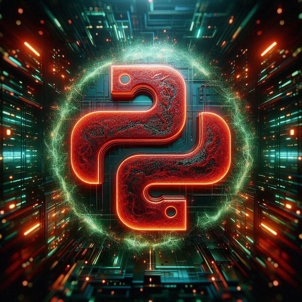 A fragmented Python logo glowing red inside a green digital matrix, representing a compilation error in a local LLM environment.